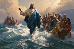 Jésus marchant sur l’eau — Le Geste levé dans la clarté du matin