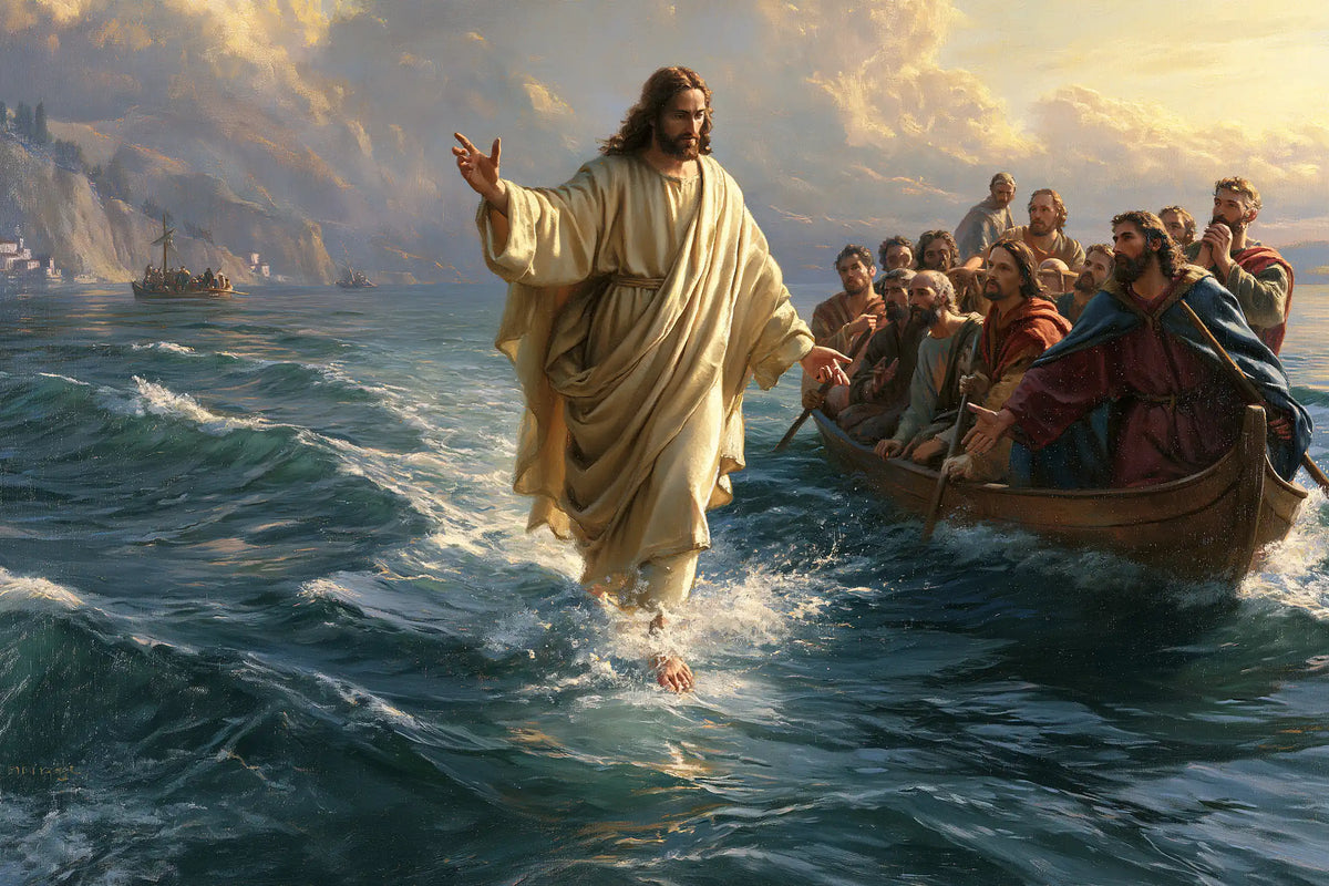 Jésus marchant sur l’eau — L’Appel devant les falaises pâles