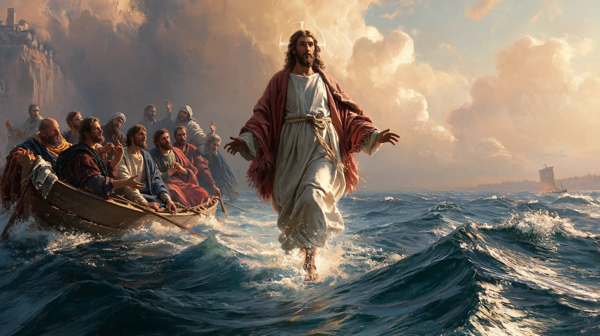 Jésus marchant sur l’eau — Le Pourpre au-dessus des crêtes ensoleillées