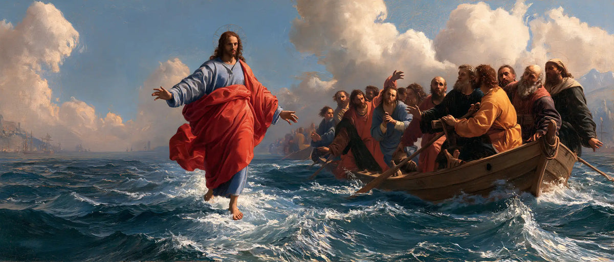 Jésus marchant sur l’eau — Le Vent rouge devant les visages levés