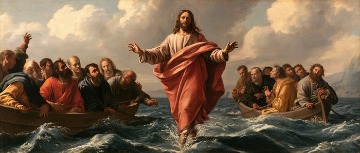 Jésus marchant sur l’eau — Le Rose offert aux deux rives humaines