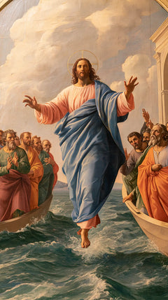 Jésus marchant sur l’eau — Les Mains levées entre les coques d’ocre