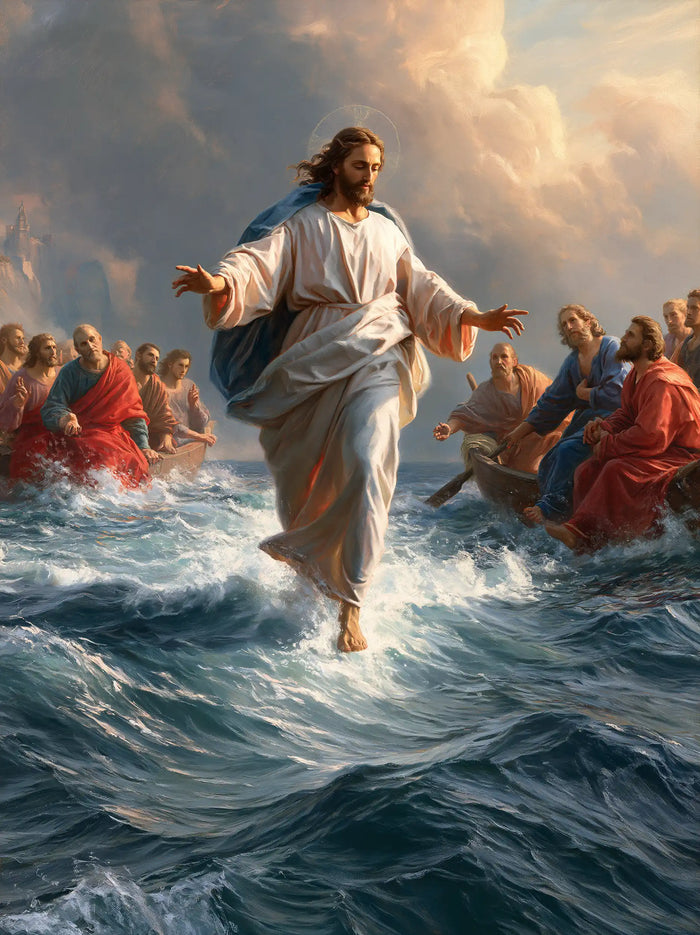 Jésus marchant sur l’eau — Le Lin ouvert aux reflets du ciel