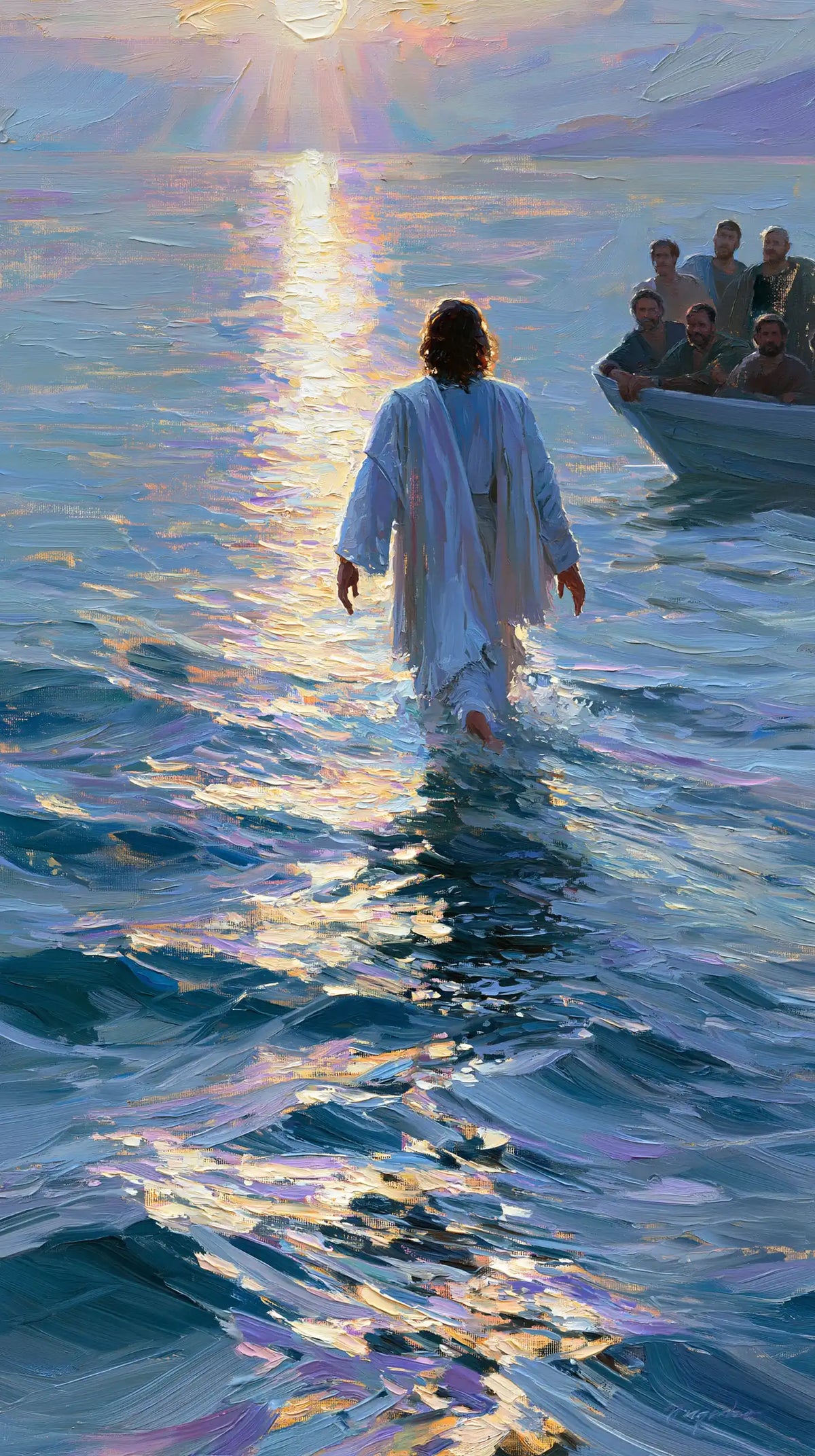 Jésus marchant sur l’eau — La Marche pâle dans les couleurs du matin