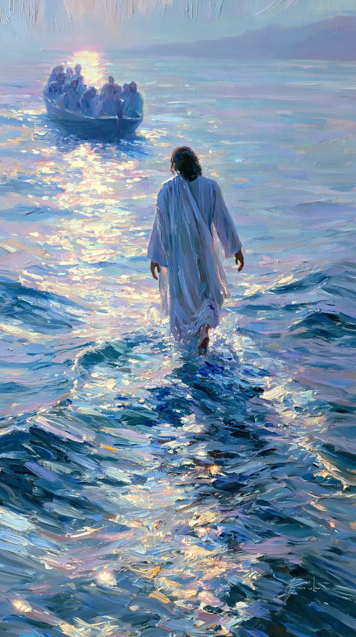 Jésus marchant sur l’eau — Le Chemin clair vers la nacelle bleue