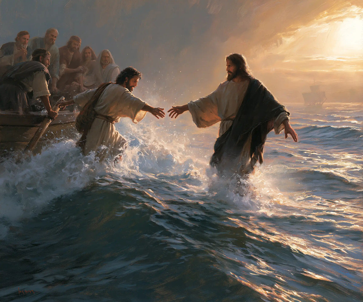 Jésus marchant sur l’eau — Les Mains qui se cherchent au-dessus de l’écume