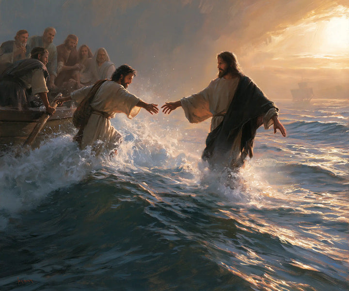Jésus marchant sur l’eau — Les Mains qui se cherchent au-dessus de l’écume