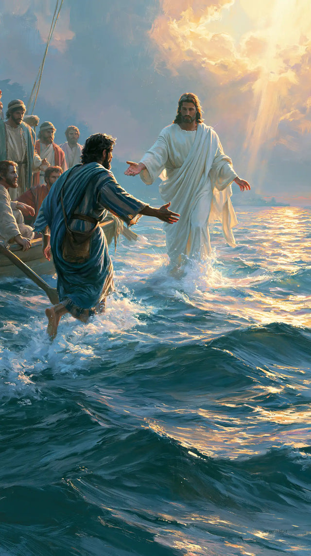 Jésus marchant sur l’eau — L’Appel blanc sur la mer turquoise