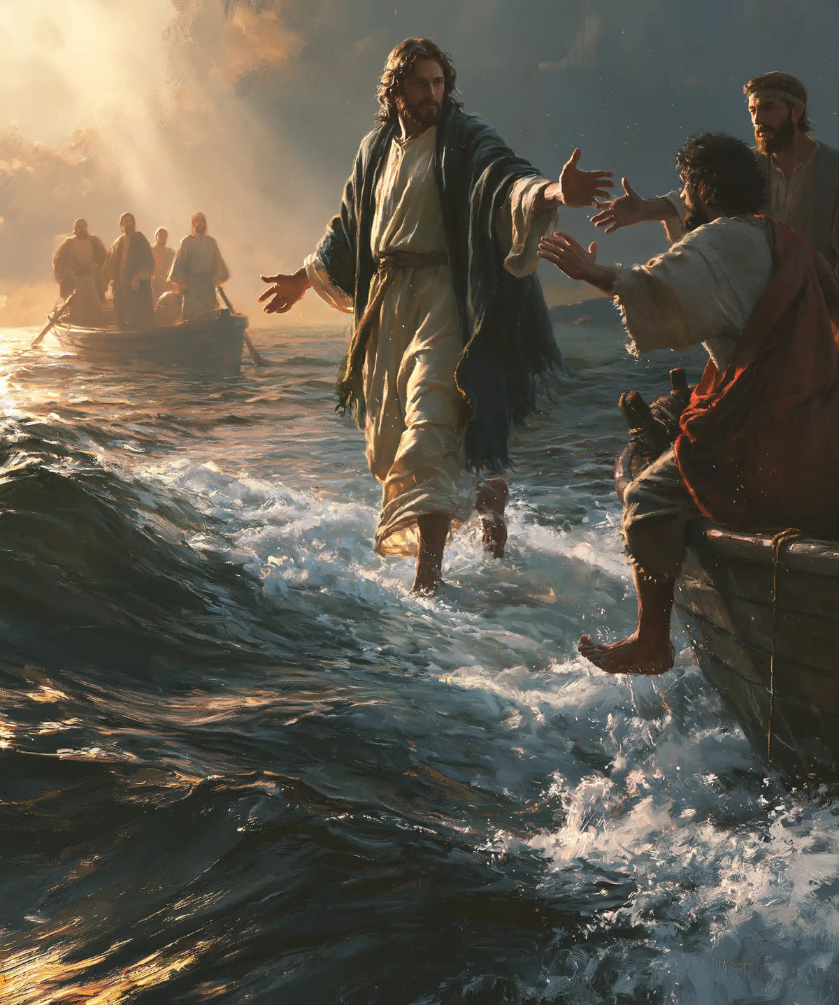 Jésus marchant sur l’eau — La Main au bord de la coque noire
