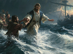 Jésus marchant sur l’eau — Le Bleu qui ramène hors des eaux