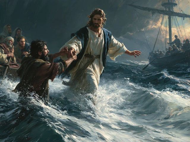 Jésus marchant sur l’eau — Le Bleu qui ramène hors des eaux
