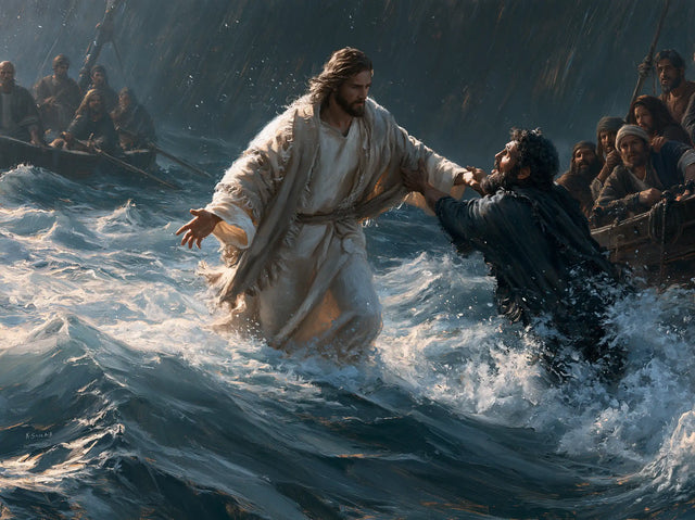Jésus marchant sur l’eau — Le Lin saisi au milieu des embruns