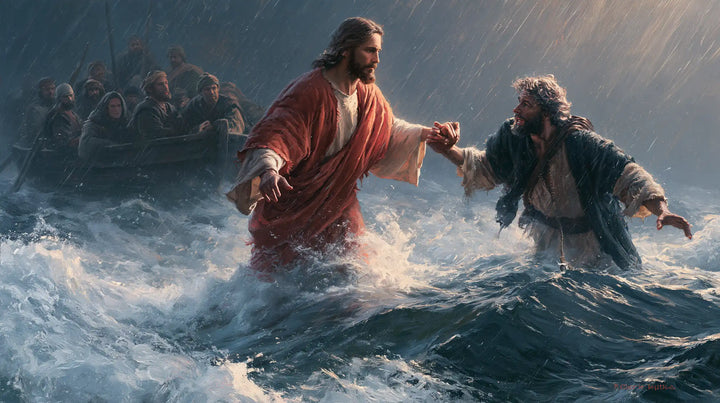 Jésus marchant sur l’eau — La Prise ferme entre deux vagues