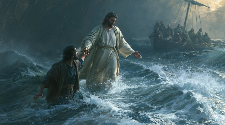 Jésus marchant sur l’eau — La Main blanche dans l’orage de jade