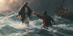 Jésus marchant sur l’eau — Le Lien rouge dans le courant pâle