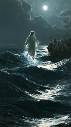 Jésus marchant sur l’eau — Le Blanc guidé par l’argent de la lune