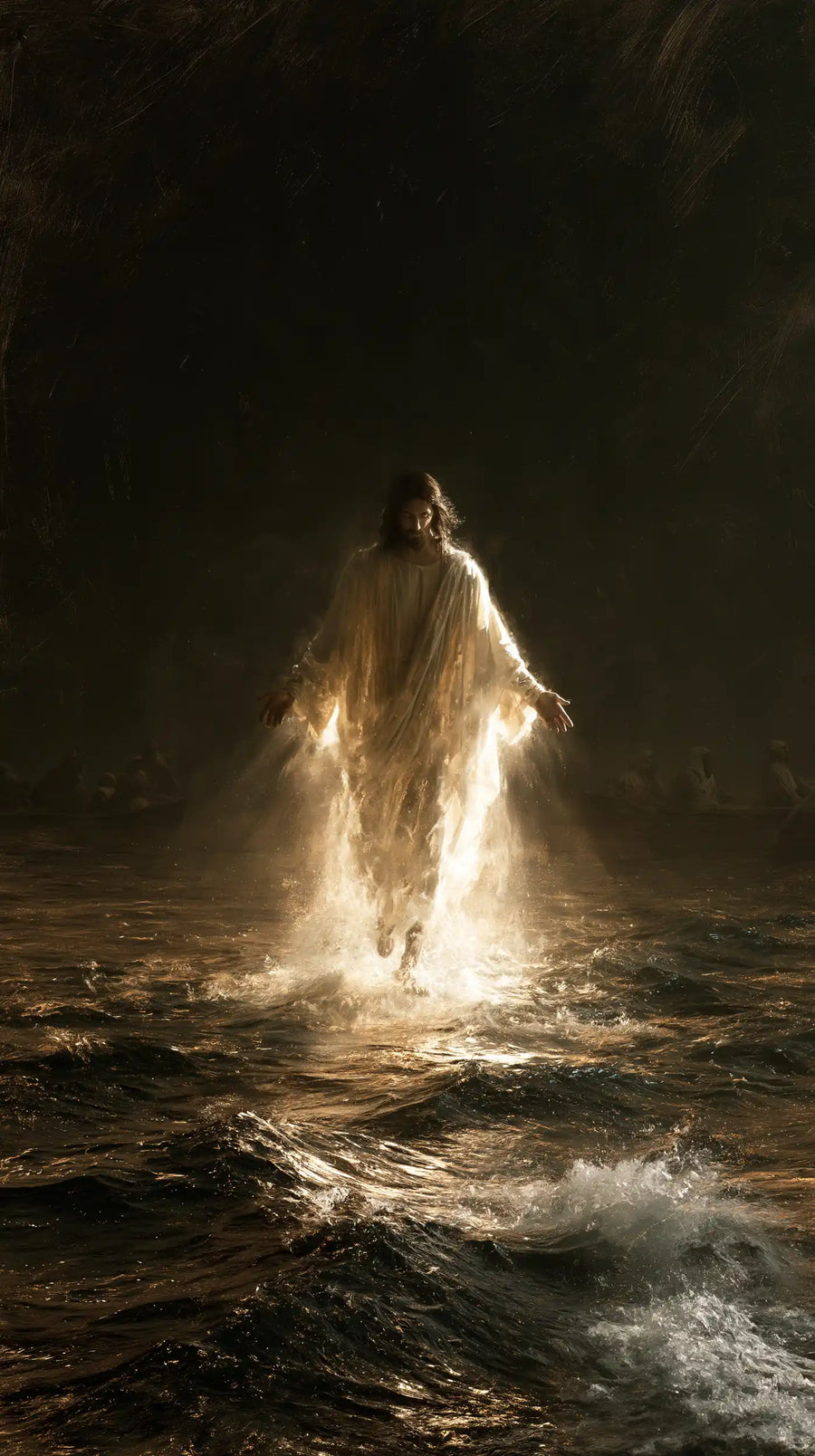 Jesus Walking on Water - Midnight Blue Chiaroscuro · Portrait n° 2