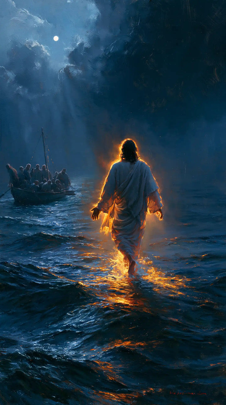 Jésus marchant sur l’eau — Le Sillage ardent sous la voûte bleue