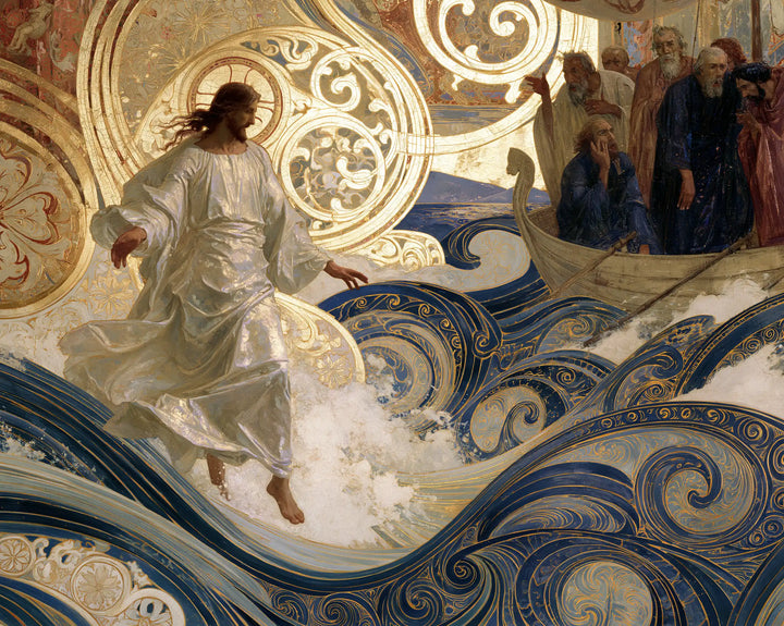 Jésus marchant sur l’eau — Le Cercle d’or et la vague d’encre