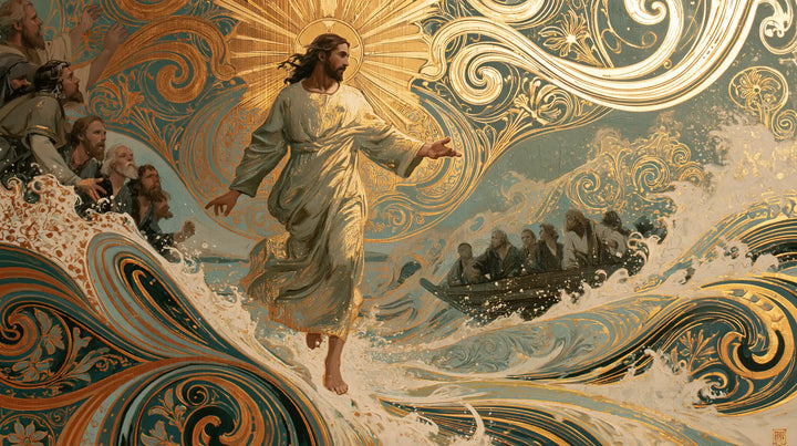 Jésus marchant sur l’eau — Les Rayons dans le jardin des eaux