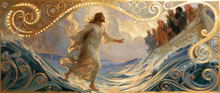 Jésus marchant sur l’eau — Le Pas sous la frise de perles