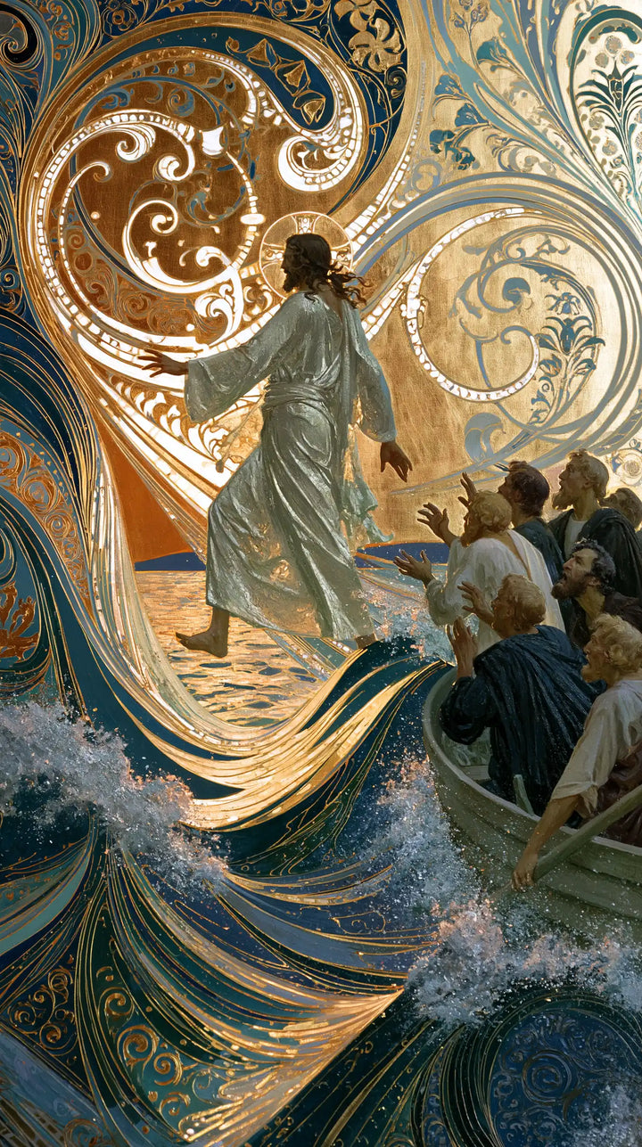 Jésus marchant sur l’eau — Le Pas gris dans les courbes du soleil
