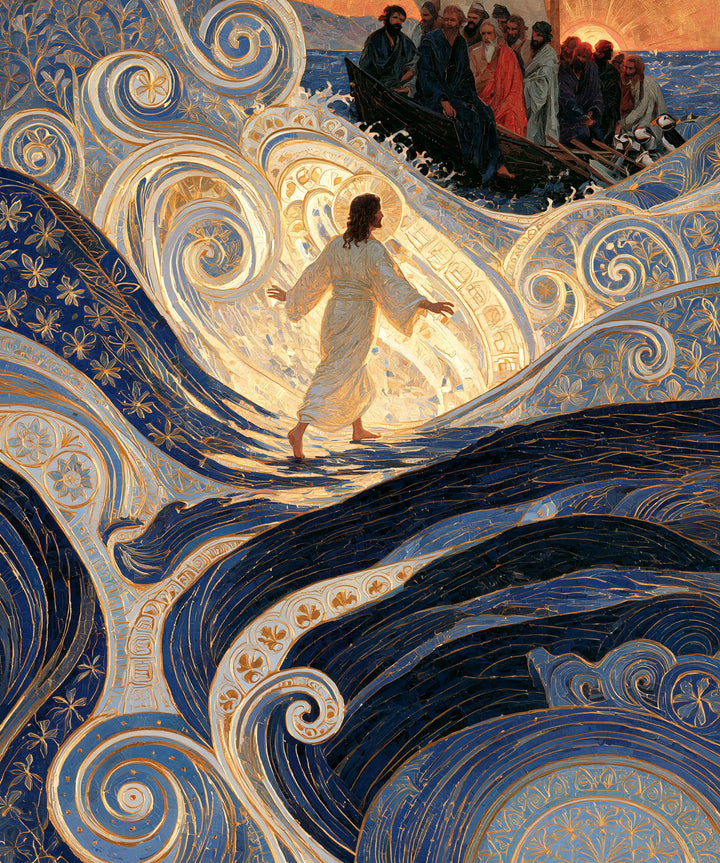 Jésus marchant sur l’eau — Le Passage secret entre les vagues d’indigo