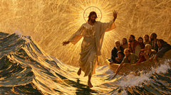 Jésus marchant sur l’eau — Le Geste haut sur la vague d’or