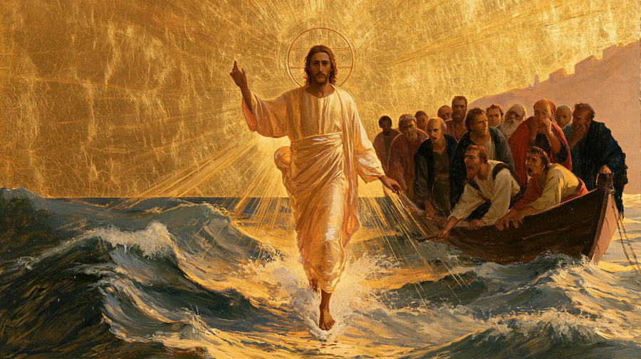 Jésus marchant sur l’eau — Le Lin rayonnant devant les témoins debout