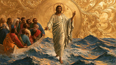 Jésus marchant sur l’eau — La Bénédiction dans le médaillon fleuri