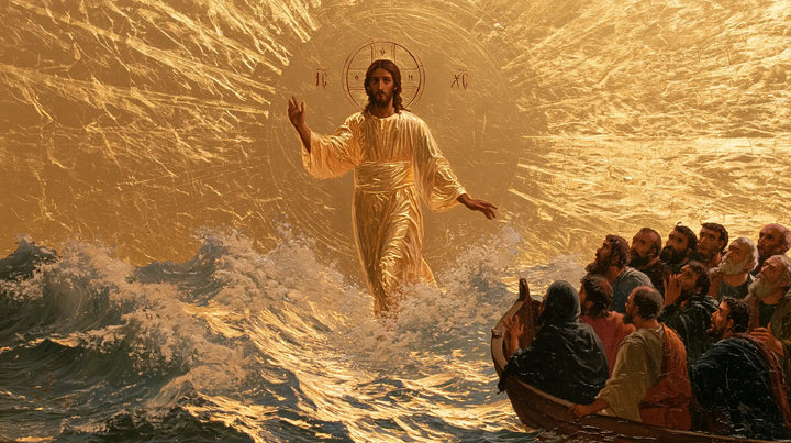 Jésus marchant sur l’eau — L’Or éclaté autour de la présence