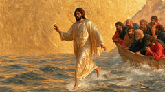 Jésus marchant sur l’eau — Le Pas de soie près de la coque brune