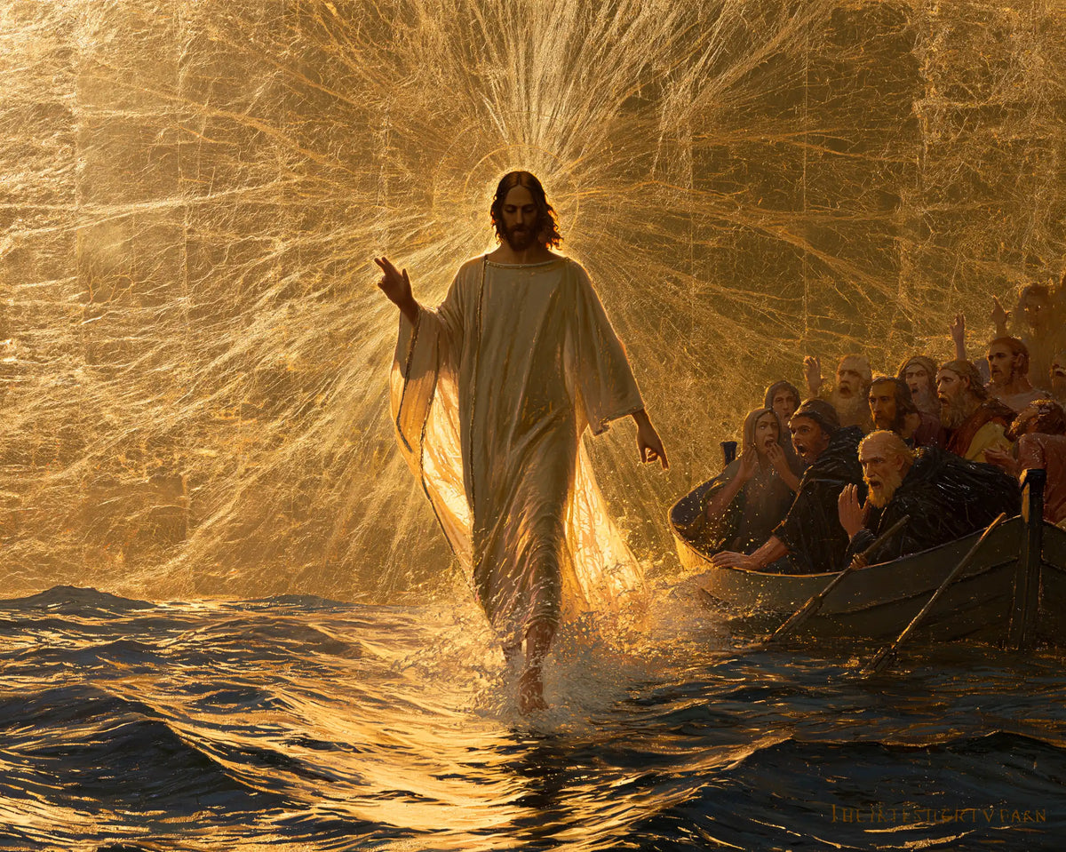 Jésus marchant sur l’eau — La Présence au cœur des fils de lumière