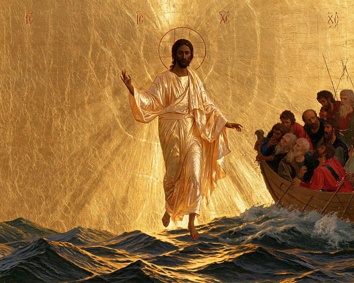 Jésus marchant sur l’eau — Le Lin doré dans l’espace immobile