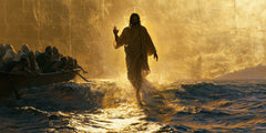 Jésus marchant sur l’eau — La Silhouette dans le soleil sans horizon
