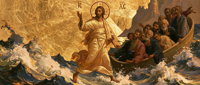 Jésus marchant sur l’eau — Le Pas d’icône devant la vague blanche
