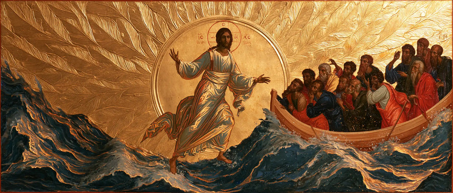 Jésus marchant sur l’eau — L’Ovale d’or derrière la traversée