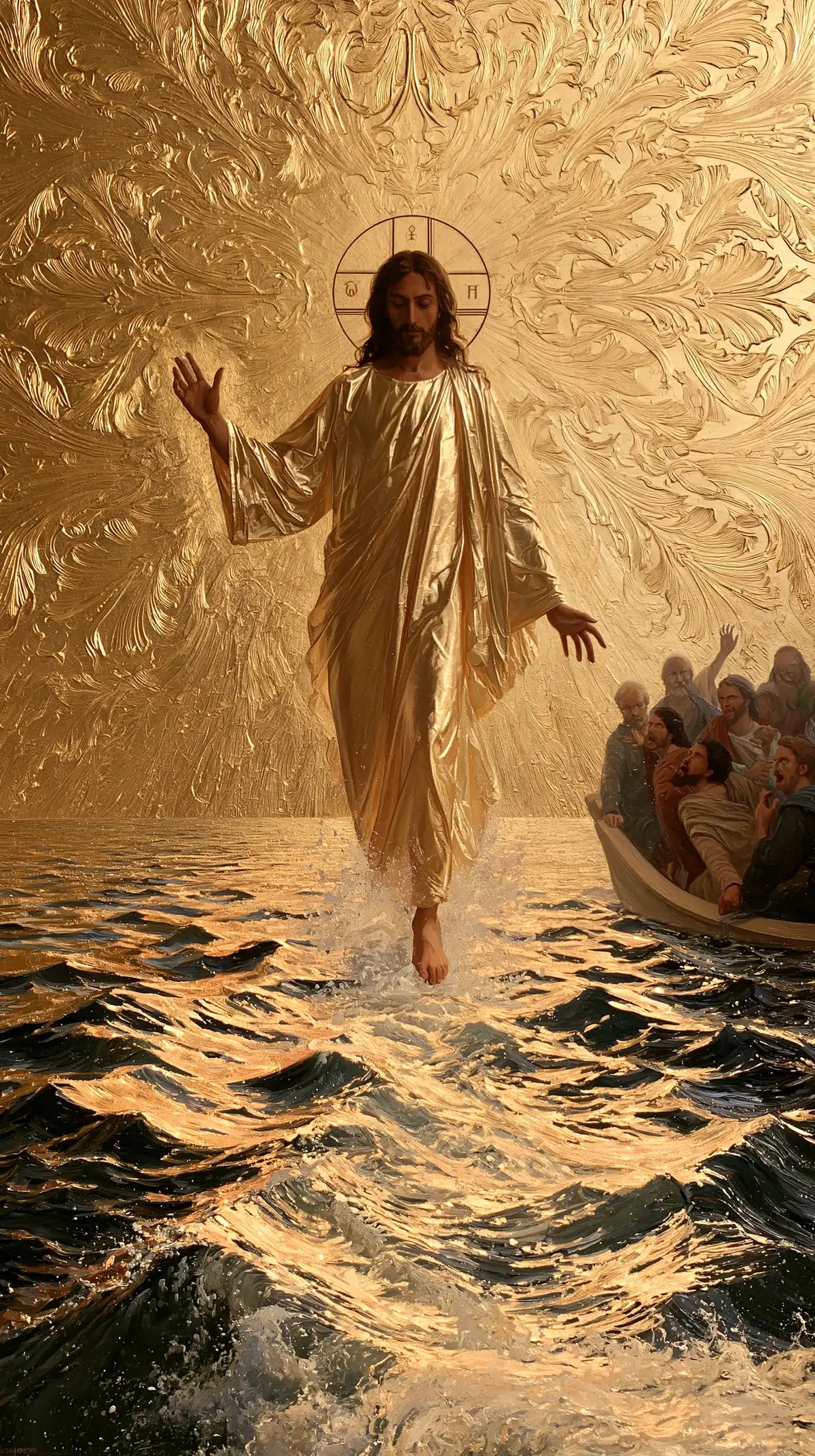 Jésus marchant sur l’eau — La Robe brune sous le ciel repoussé