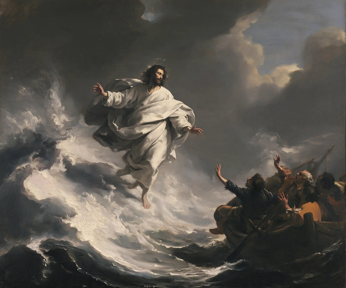 Jésus marchant sur l’eau — Le Manteau gris dans l’envol de l’écume