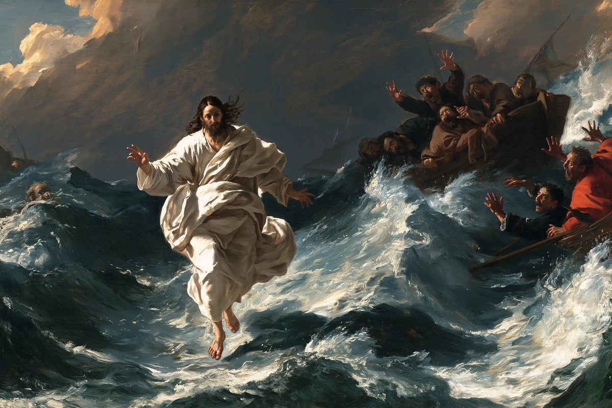 Jésus marchant sur l’eau — Le Pas clair devant les barques emportées