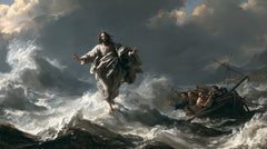 Jésus marchant sur l’eau — Le Gris suspendu devant le mât incliné