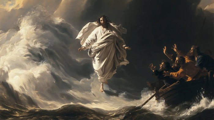 Jésus marchant sur l’eau — Le Lin levé devant la muraille blanche