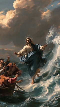 Jésus marchant sur l’eau — Le Manteau bleu devant l’écume dressée