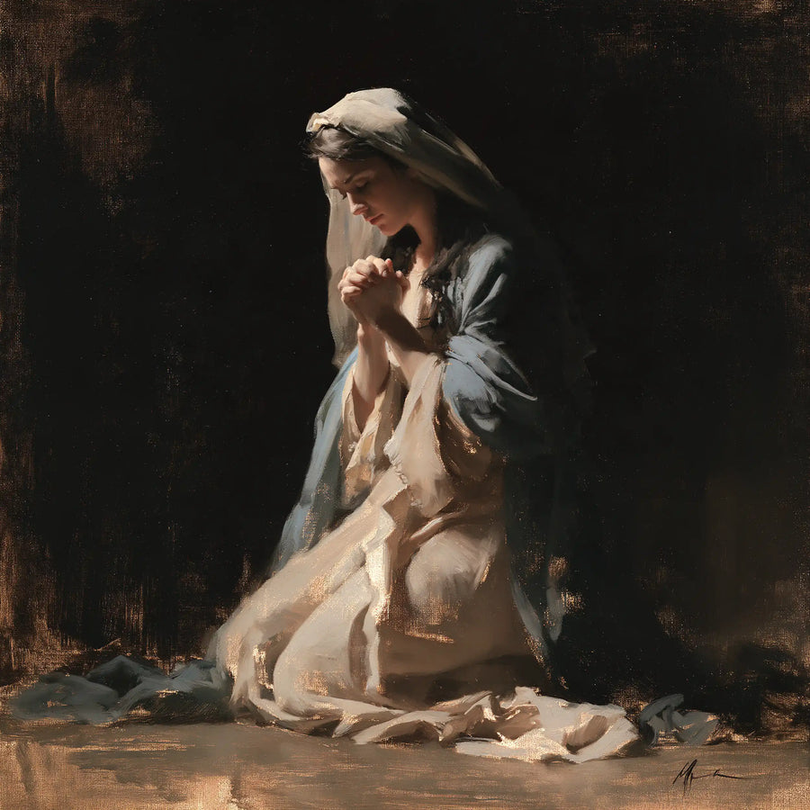 Virgin Mary in Prayer - Black and Gold · Square n° 4