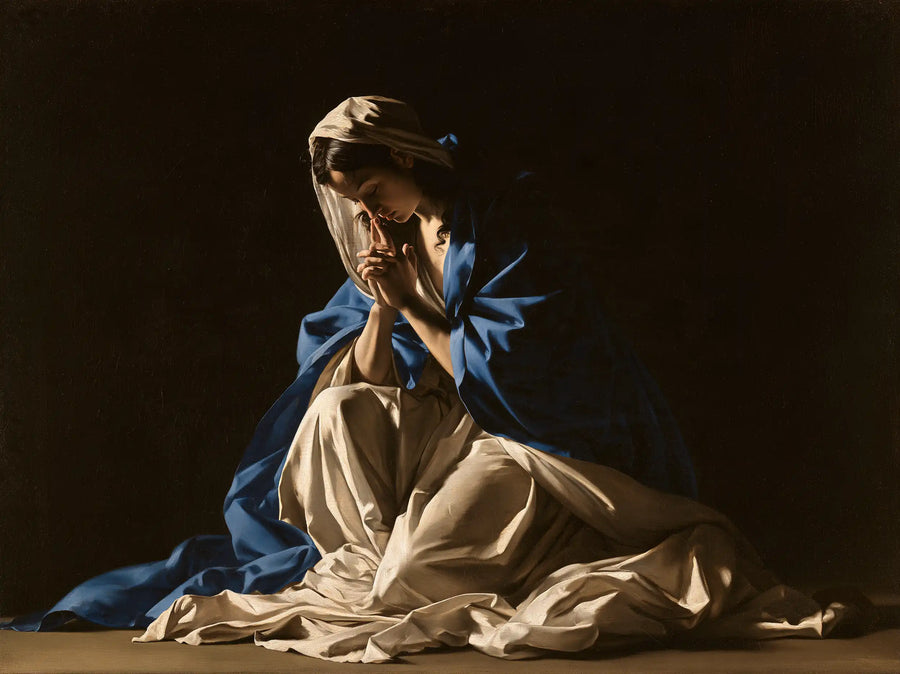 Virgin Mary in Prayer - Caravaggio Tenebrism · Landscape n° 5