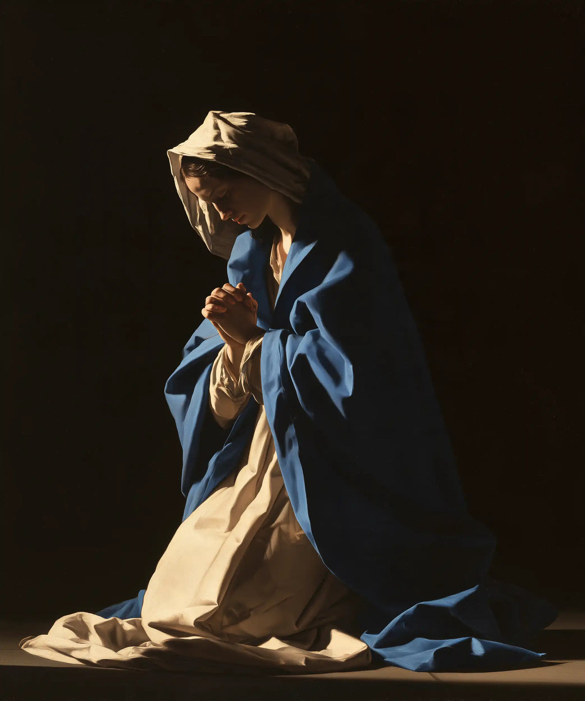 La Vierge en prière — La Robe claire sous l’abri bleu