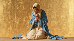 La Vierge en prière — L’Humble Figure dans l’immensité d’or