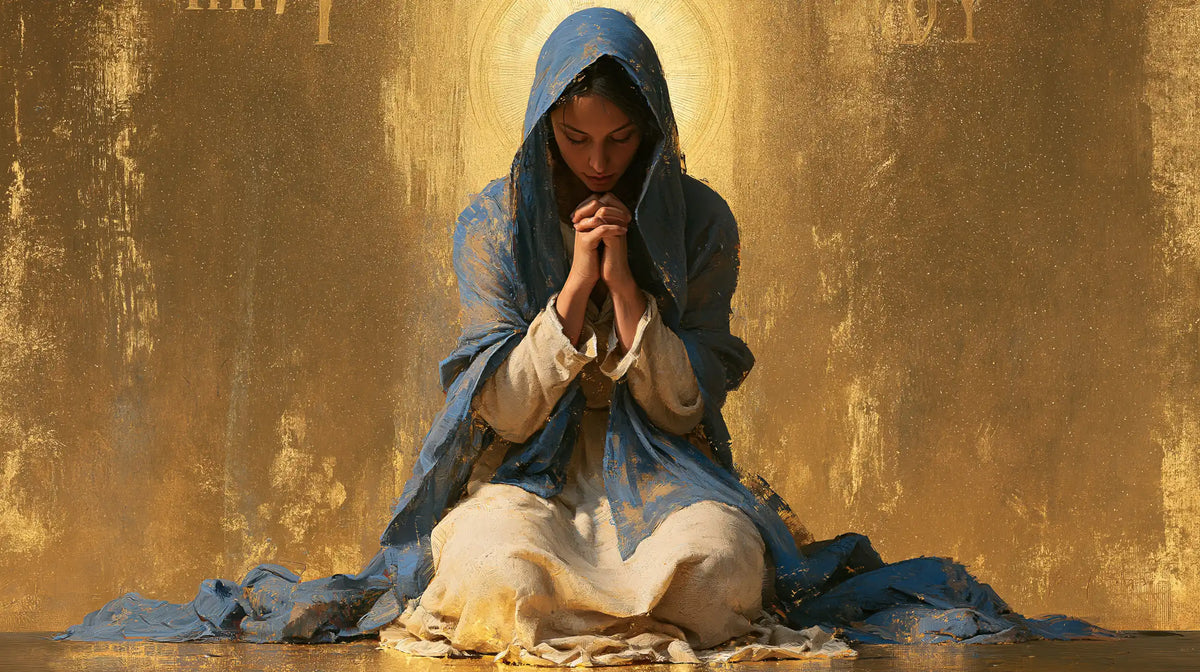 La Vierge en prière — Le Bleu rassemblé sous le halo