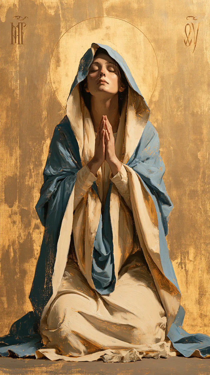 La Vierge en prière — Le Regard levé dans l’or