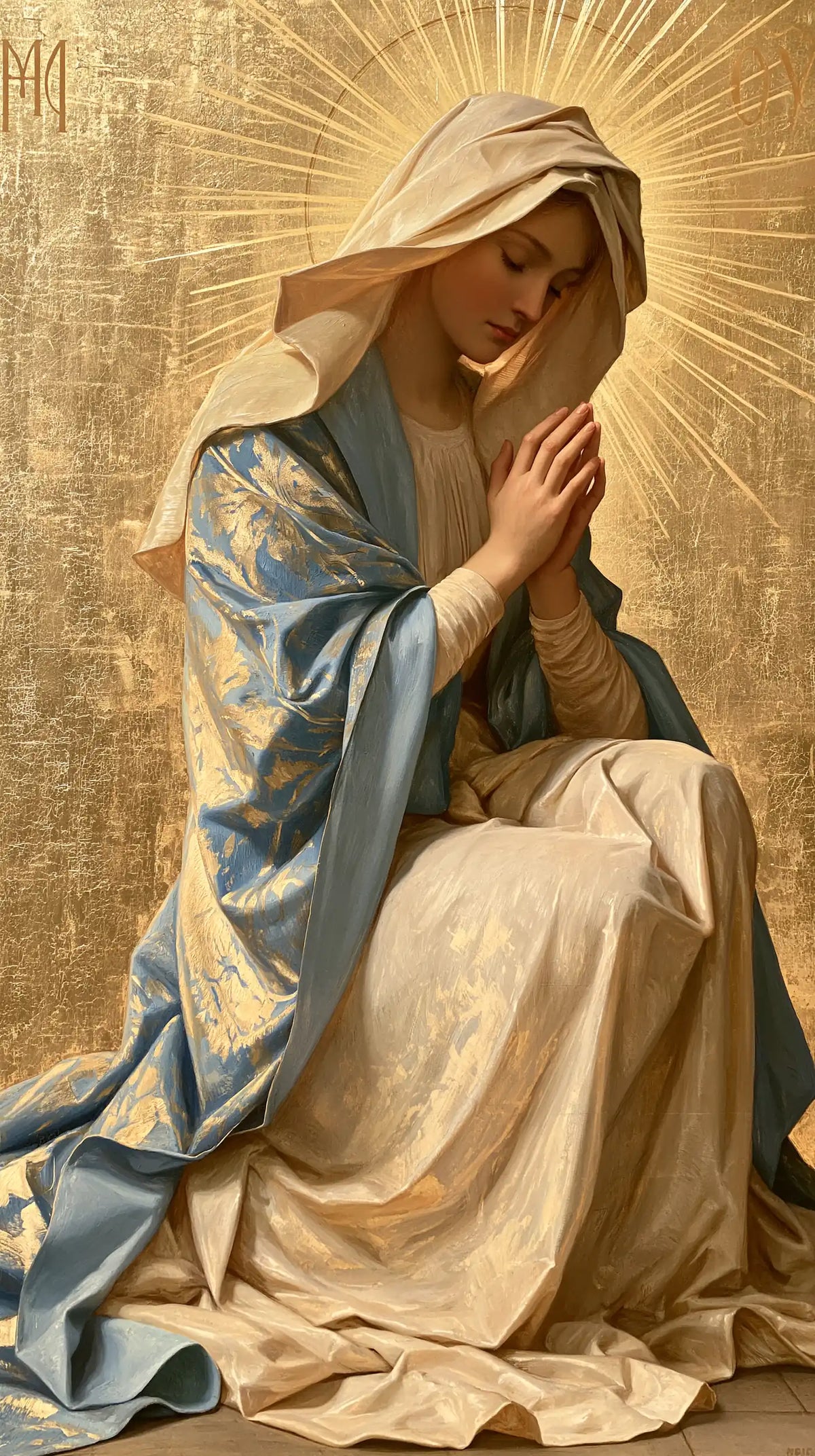 La Vierge en prière — Le Voile sous les fils d’or
